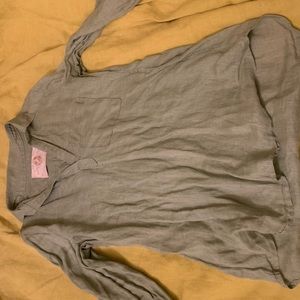 Olive green linen blouse